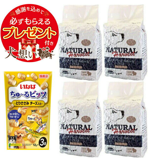 【プレゼント付き】【あす楽】【送料無料】ナチュラルハーベスト メンテナンススモール ラム 1.59kg 4袋 【チュール付】