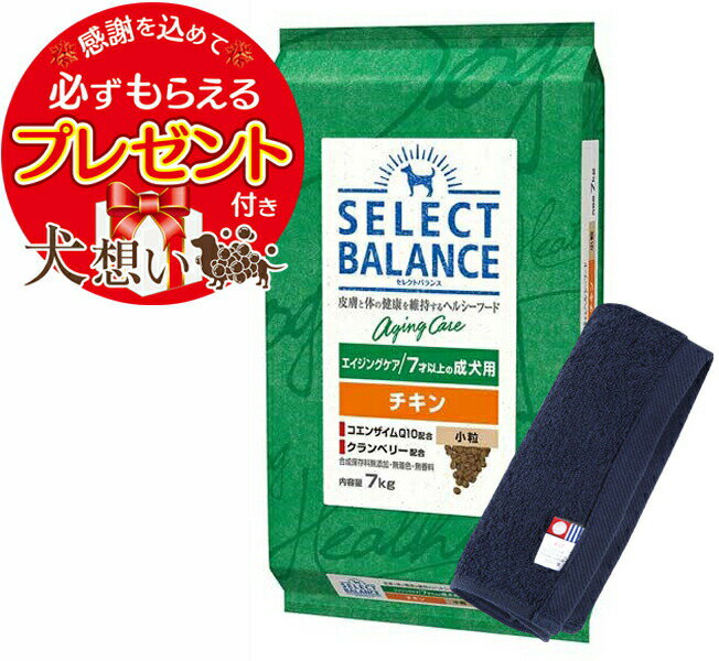 【プレゼント付】【あす楽】【送料無料】セレクトバランス エイジングケア チキン 小粒 7才以上の成犬用 7kg【犬想いオリジナル今治ハンドタオルセット】【タオルカラー ネイビー】【正規品】