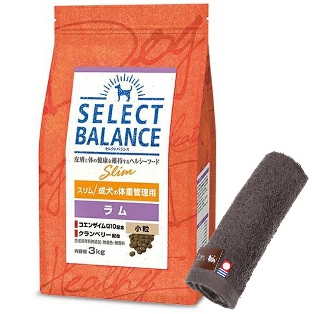 【送料無料】セレクトバランス スリム ラム 小粒 成犬の体重管理用 3kg【犬想いオリジナル今治ハンドタオルセット】【タオルカラー モカ】