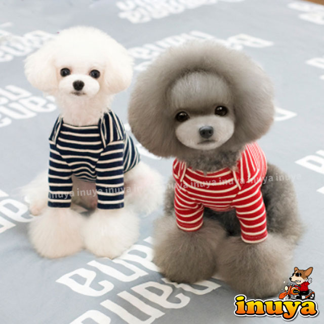 犬服 長袖 Tシャツ ボーダー 小型犬 （レッド グレー ネイビー グリーン）cheepet ...