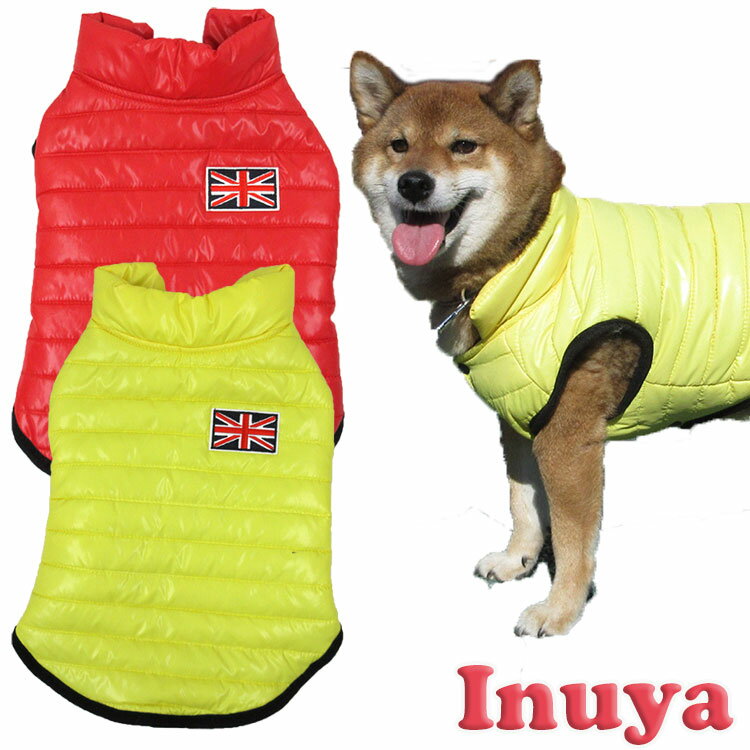 犬 犬服 冬服 【 中型犬用 ユニオンジャック フード無し ベスト 】 秋 超軽量 裏地フリース ダウン 風 シュナウザー 柴犬 フレンチブルドッグ フレブルなどセール ペット 洋服 おしゃれ