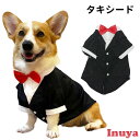 犬服 【タキシード ブラック 白シャツ 赤リボン】 小型犬 グッズ フォーマル コスプレ 結婚式 披露宴 パーティー スーツ 新郎 燕尾服 ドレス チワワ ヨー...