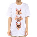 Tシャツ 半袖 三猿 フレブル デザイン フレンチブルドッグ ホワイト メンズ・レディース デザイン イラスト 犬 【 S~L 】 オーナー 【 kingdogs 】 犬屋