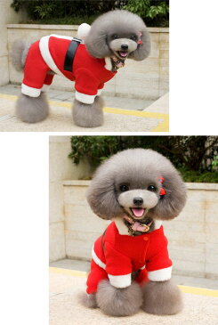 【1着につき1通でメール便発送】サンタコスチューム オールインワンタイプ【犬服 犬の服 冬服 新作 防寒】【サンタ コスプレ 衣装 仮装 つなぎ オールインワン クリスマス】【小型犬 中型犬 アウター インスタ】【トイプードル 人気 オシャレ チワワ 柴犬】