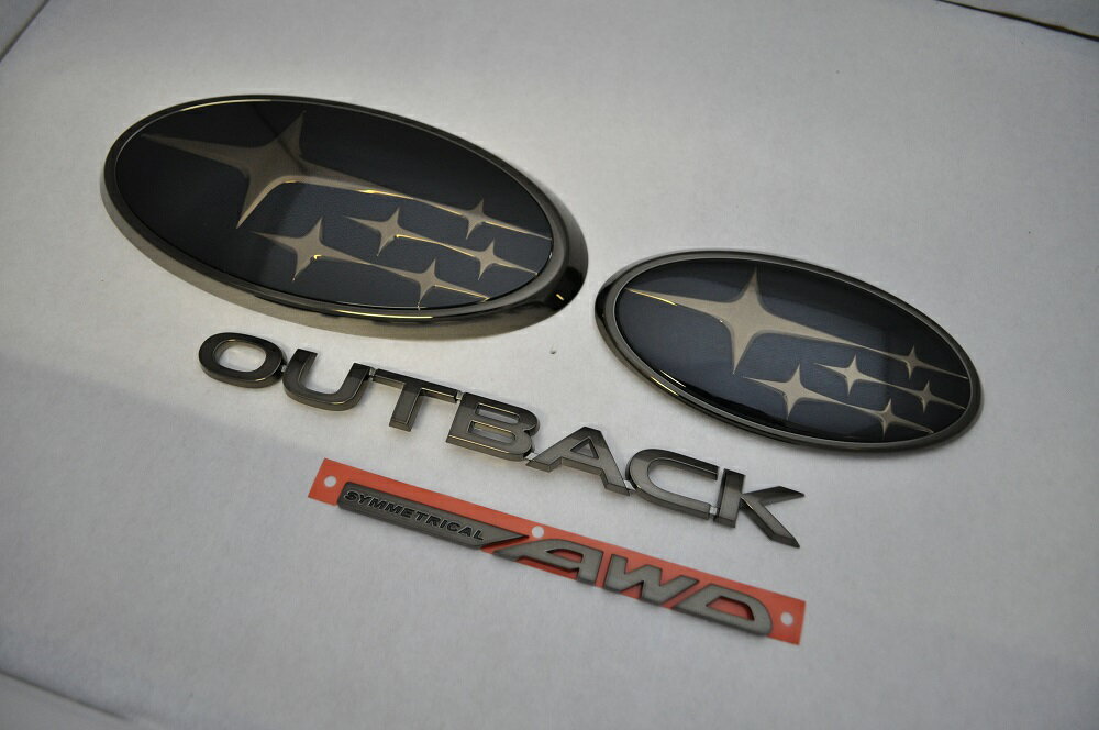 BT5　レガシィアウトバック　ブラックエンブレム4点SET　　INVENTER/grow/メッキ/ブラッククローム/ゴールド/車エンブレム/車パーツ/