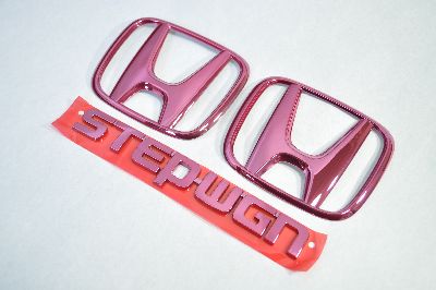RK1ステップワゴン　レッドメッキエンブレム3点SET　　INVENTER/grow/メッキ/ブラッククローム/ゴールド/車エンブレム/車パーツ/