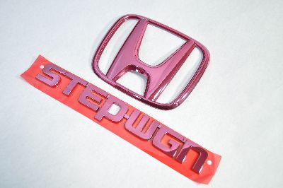 RK1ステップワゴン　レッドメッキエンブレム2点SET　　INVENTER/grow/メッキ/ブラッククローム/ゴールド/車エンブレム/車パーツ/