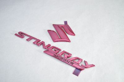 MH23　スティングレー　レッドメッキエンブレム3点SET　　INVENTER/grow/メッキ/ブラッククローム/ゴールド/車エンブレム/車パーツ/