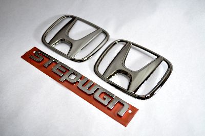 RK1ステップワゴン　ブラックメッキエンブレム3点SET　　INVENTER/grow/メッキ/ブラッククローム/ゴールド/車エンブレム/車パーツ/