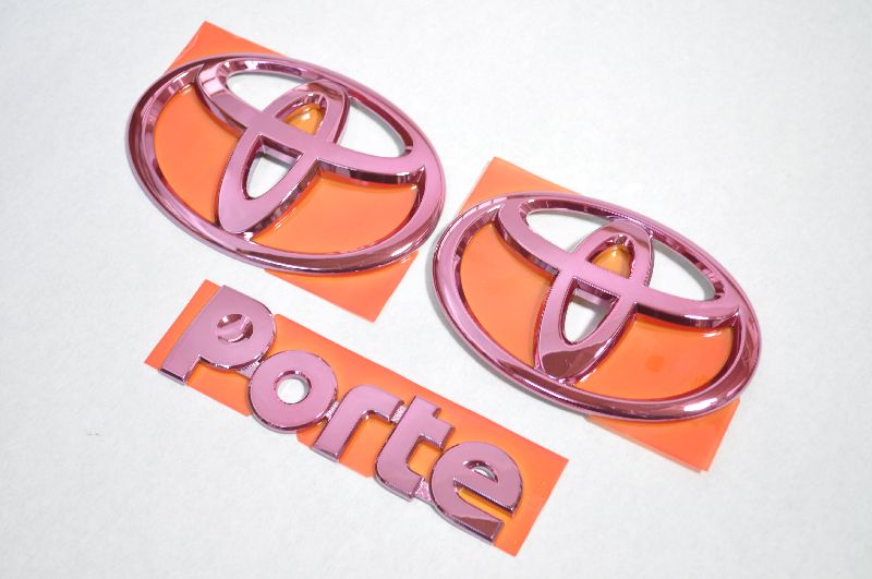 NNP10/11/15ポルテ　レッドメッキエンブレム3点SET　　INVENTER/grow/メッキ/ブラッククローム/ゴールド/車エンブレム/車パーツ/