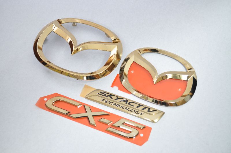 KEEFW　CX-5 前期　ゴールドメッキエンブレム4点SET　　INVENTER/grow/メッキ/ブラッククローム/ゴールド/車エンブレム/車パーツ/