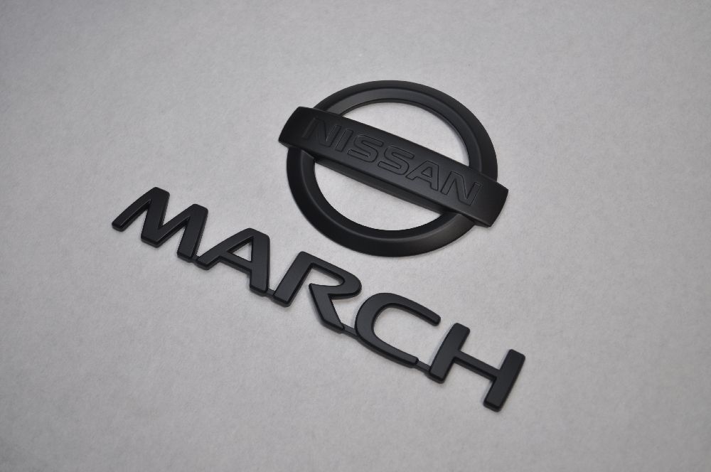 K12マーチ　マットブラックorピアノブラックエンブレム　リア2点SET　　INVENTER/grow/メッキ/ブラッククローム/ゴールド/車エンブレム/車パーツ/