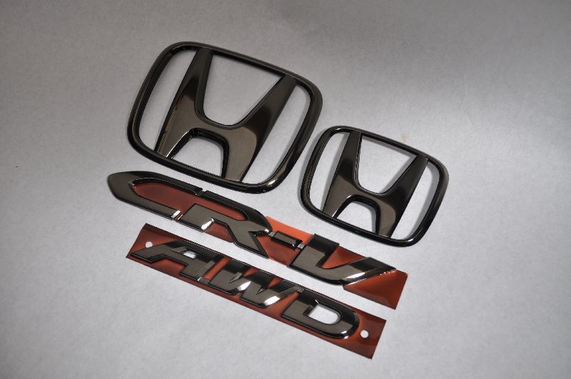RM1系CRーV　ブラックメッキエンブレム4点SET　　INVENTER/grow/メッキ/ブラッククローム/ゴールド/車エンブレム/車パーツ/