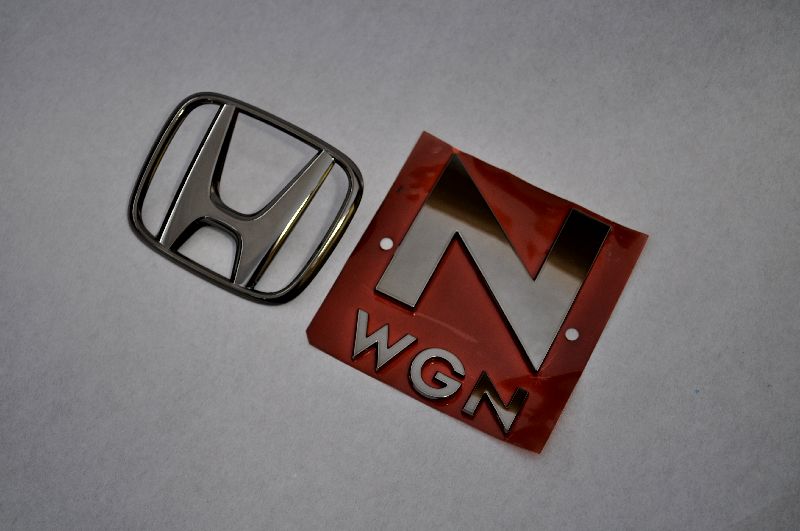 JH1／2　N　WGN　ブラックメッキエンブレムリア2点SET　　INVENTER/grow/メッキ/ブラッククローム/ゴールド/車エンブレム/車パーツ/