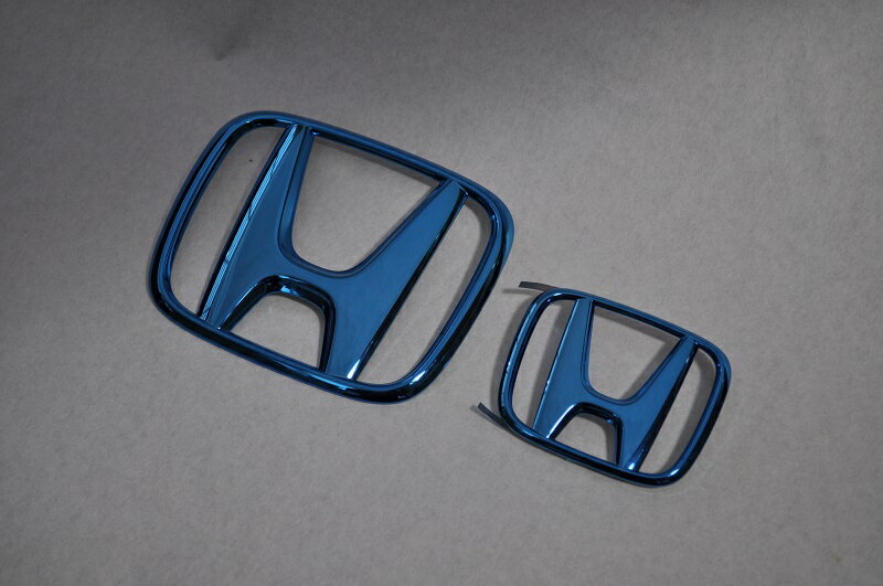 JF1/2　N　BOX　スラッシュ　ブルーメッキエンブレムフロント・リアHマーク2点SET　　INVENTER/grow/メッキ/ブラッククローム/ゴールド/車エンブレム/車パーツ/