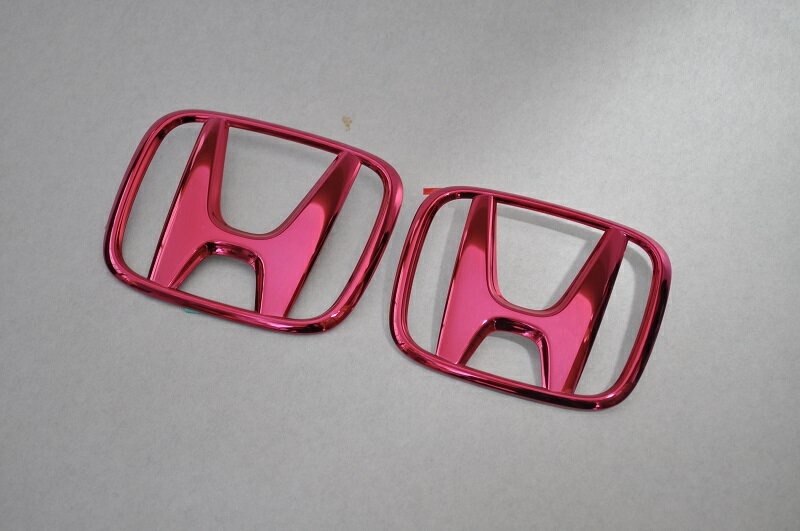 GB3フリード　レッドメッキエンブレム　フロント/リアHマーク2点SET　　INVENTER/grow/メッキ/ブラッククローム/ゴールド/車エンブレム/車パーツ/