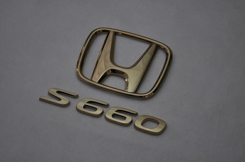 Emblems - S660　JW5　ゴールドメッキエンブレムリア2点SET　　INVENTER/grow/メッキ/ブラッククローム/ゴールド/車エンブレム/車パーツ/