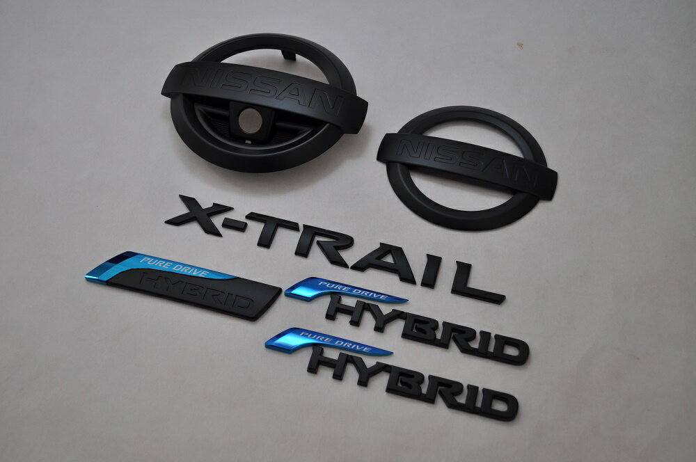 T32エクストレイルハイブリッド　　マットブラックorピアノブラックエンブレム　6点SET　　INVENTER/grow/メッキ/ブラッククローム/ゴールド/車エンブレム/車パーツ/