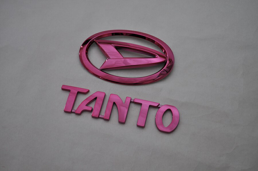 L375　タント　レッドメッキエンブレムリア2点SET　　INVENTER/grow/メッキ/ブラッククローム/ゴールド/車エンブレム/車パーツ/