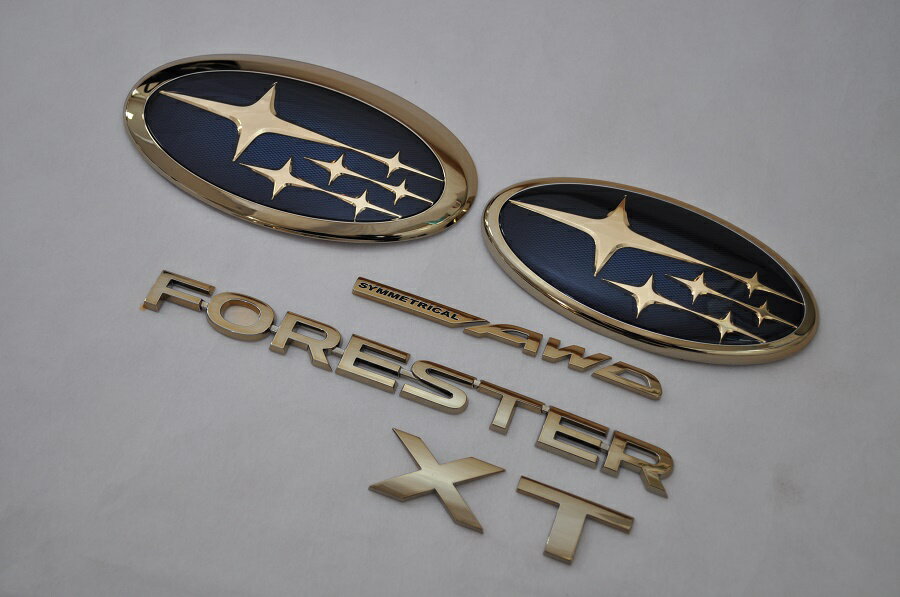 SJ　フォレスター　SJ5/SJG　ゴールドエンブレム4点SET　　INVENTER/grow/メッキ/ブラッククローム/ゴールド/車エンブレム/車パーツ/