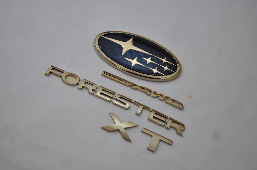 SJ　フォレスター　SJ5/SJG　ゴールドエンブレム　リア3点SET　　INVENTER/grow/メッキ/ブラッククローム/ゴールド/車エンブレム/車パーツ/