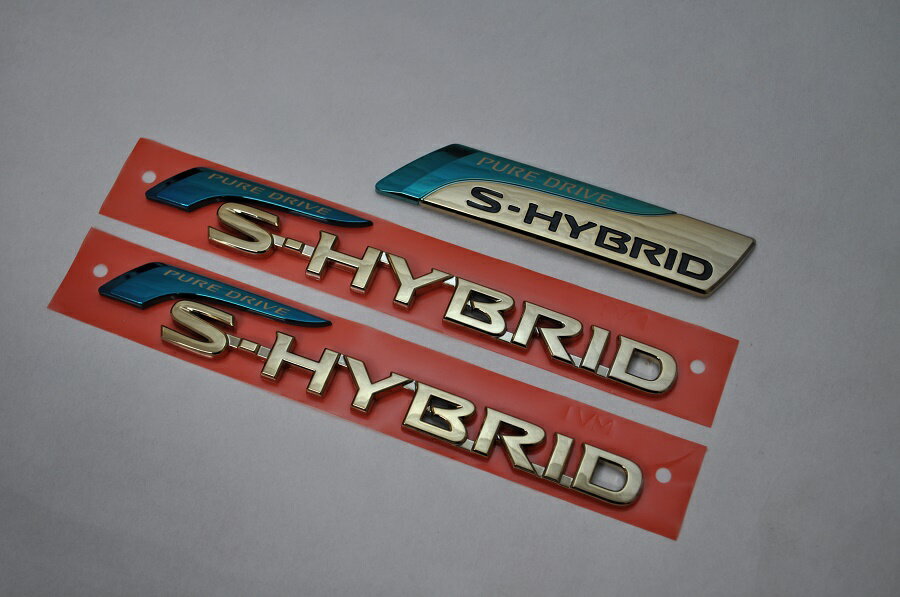 ニッサン　ハイブリッドロゴ　ゴールドエンブレム3点SET　　INVENTER/grow/メッキ/ブラッククローム/ゴールド/車エンブレム/車パーツ/