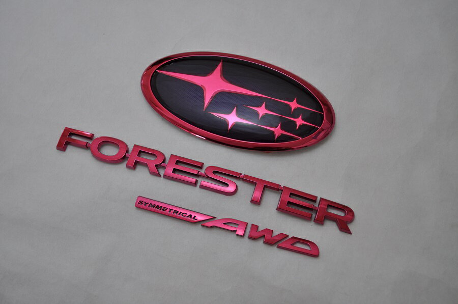 SJ　フォレスター　SJ5/SJG　レッドエンブレム　リア3点SET　　INVENTER/grow/メッキ/ブラッククローム/ゴールド/車エンブレム/車パーツ/