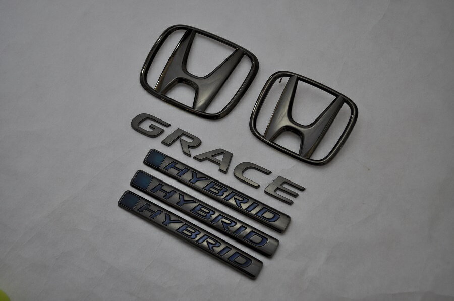 GM4/5　グレイス　ブラックメッキエンブレム6点SET　　INVENTER/grow/メッキ/ブラッククローム/ゴールド/車エンブレム/車パーツ/