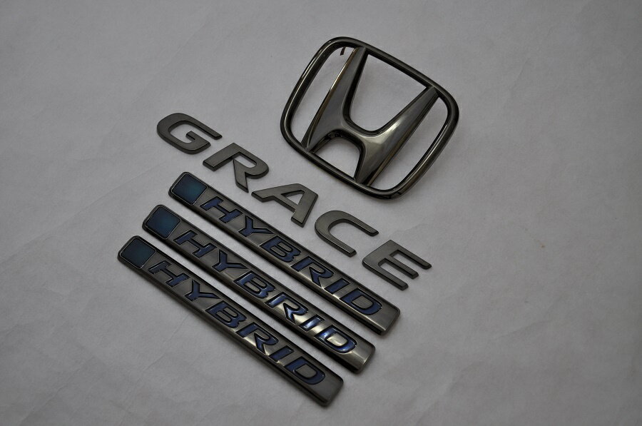 GM4/5　グレイス　ブラックメッキエンブレムリア5点SET　　INVENTER/grow/メッキ/ブラッククローム/ゴールド/車エンブレム/車パーツ/