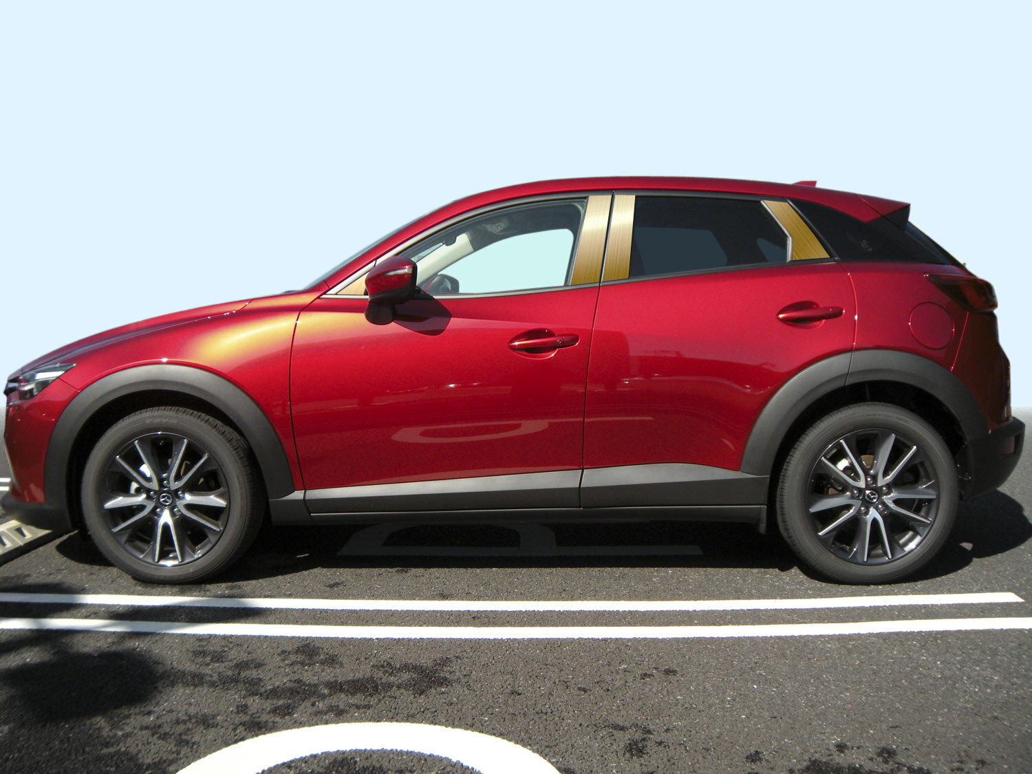 【ハイクオリティー】CXー3　ステンレス　ピラー　ヘアラインゴールド　INVENTER/grow/ピラーパネル/メッキピラー/車パーツ/鏡面