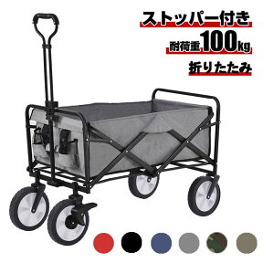 【全品ポイント5倍！】キャリーカート キャリーワゴン 軽量 折りたたみ ストッパーつき コンパクト 耐荷重100kg BTM 1年安心保証 アウトドアワゴン 運動会 キャンプ用品 大容量 重たい荷物も楽々 買い物ワゴン 送料無料