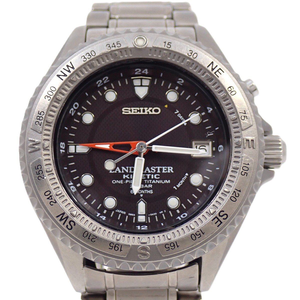 【中古】【稼働品】SEIKO セイコー ランドマスター キネティック メンズ 腕時計 チタン 黒文字 ...