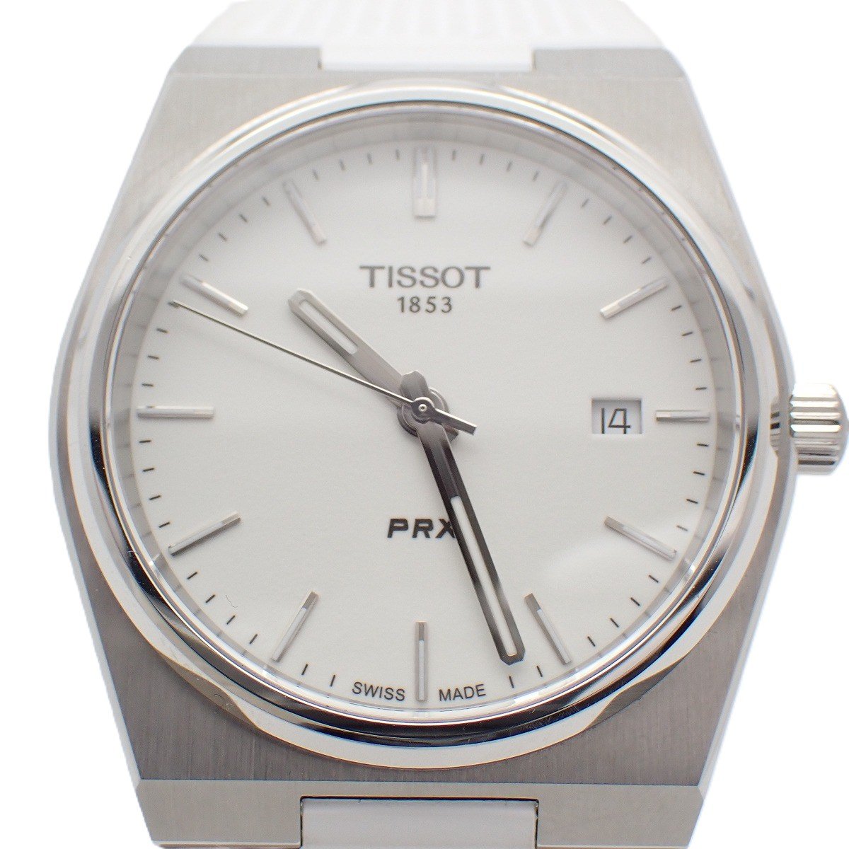 Rakuten - 【中古】【美品】TISSOT ティソ PRX クォーツ メンズ 腕時計 白文字盤 純正ラバーベルト T137.410.17.011.00【いおき質店】