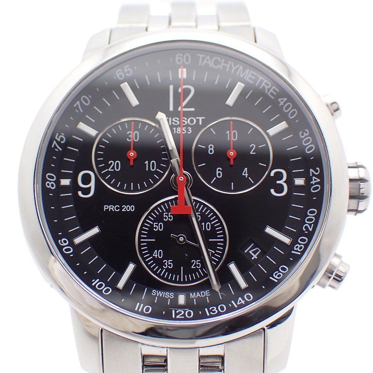 Rakuten - 【中古】TISSOT ティソ PRC200 クロノグラフ クォーツ メンズ 腕時計 黒文字盤 純正SSベルト T114417A【いおき質店】