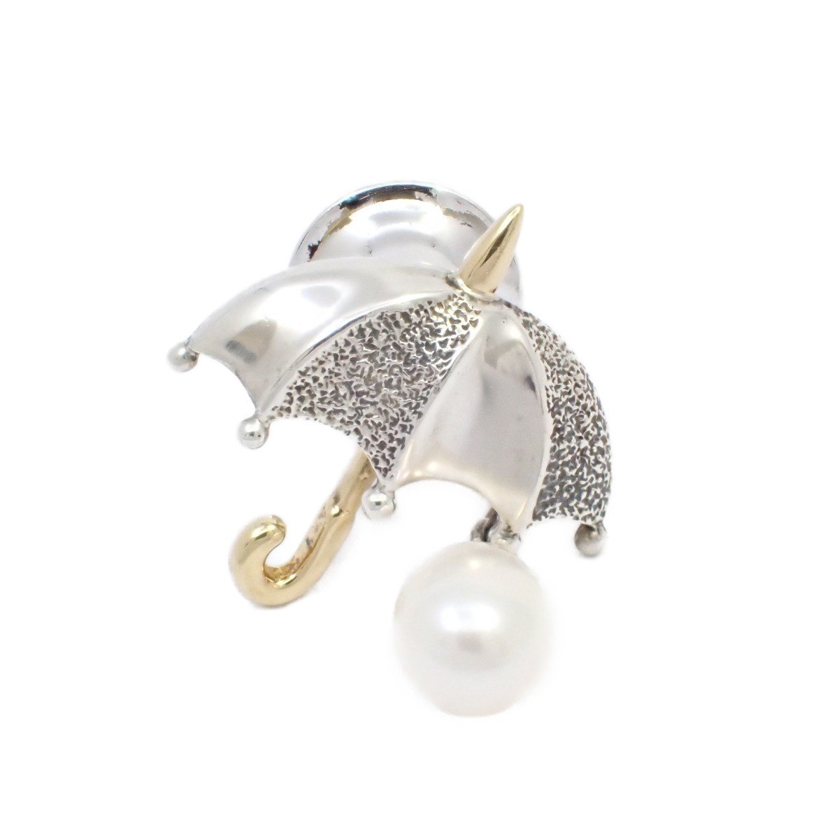 【中古】MIKIMOTO ミキモト 傘モチーフ ピンブローチ シルバー/K18YG/パール【いおき質店】管理2