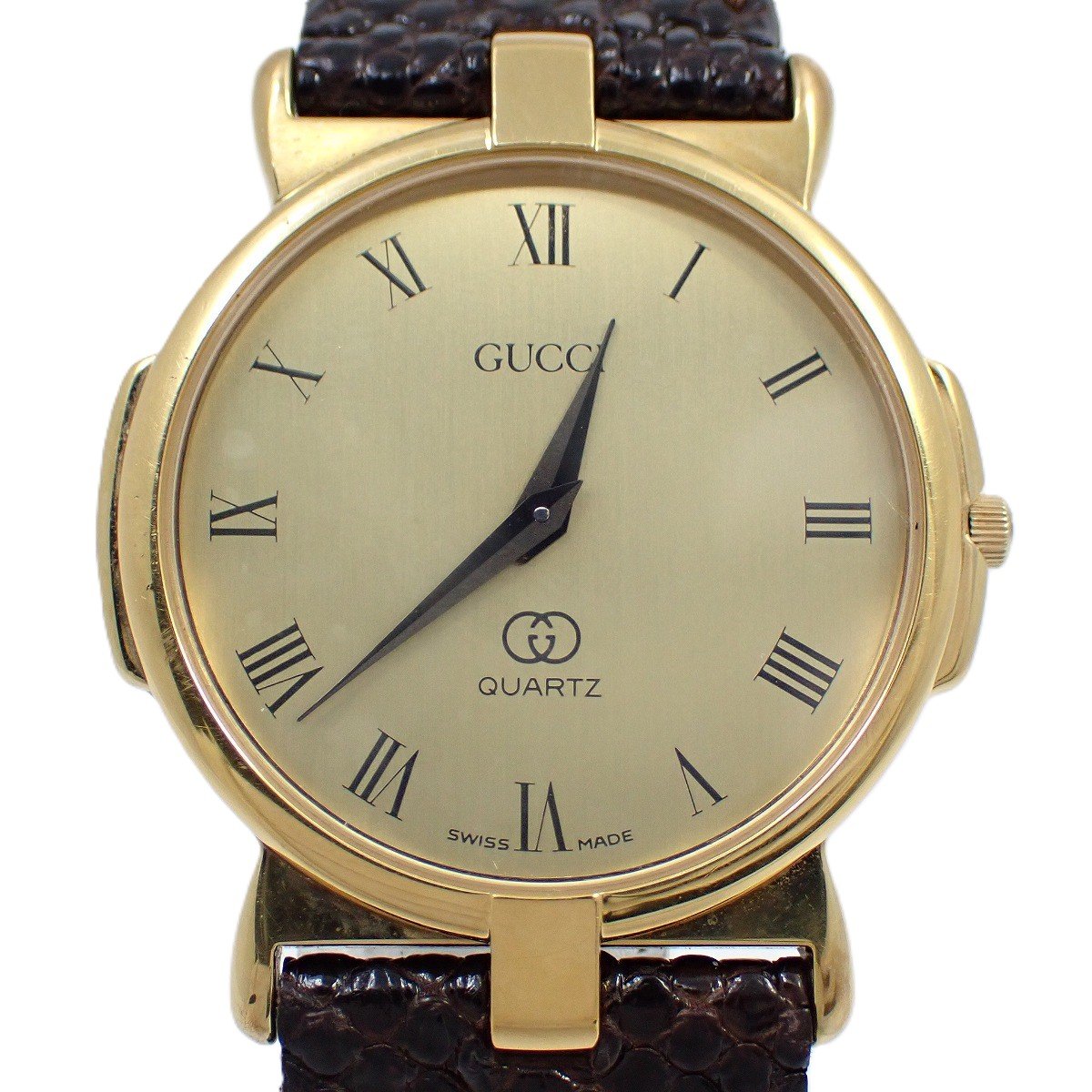 美品 新品電池 ベルト グッチ GUCCI 3400L 腕時計 薄型 ゴールド
