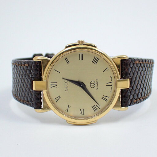 【中古】グッチ 3400FM クォーツ メンズ 腕時計 ゴールドGP 純正革ベルト【いおき質店】