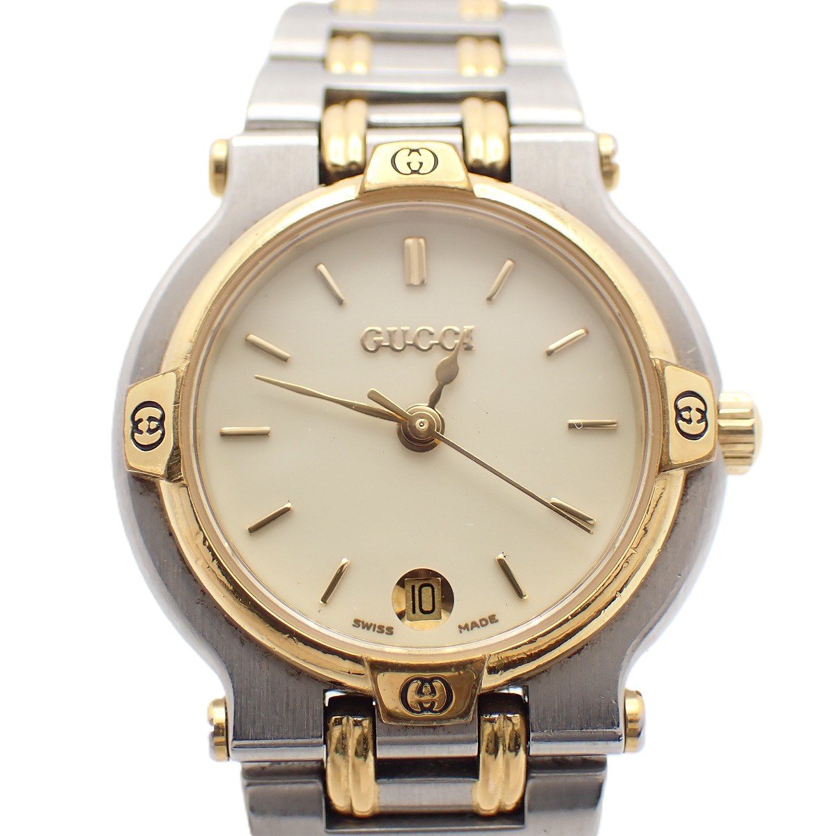 GUCCI 9000M コンビベルト ゴールド×シルバー 稼働品 GUCCI 腕時計 