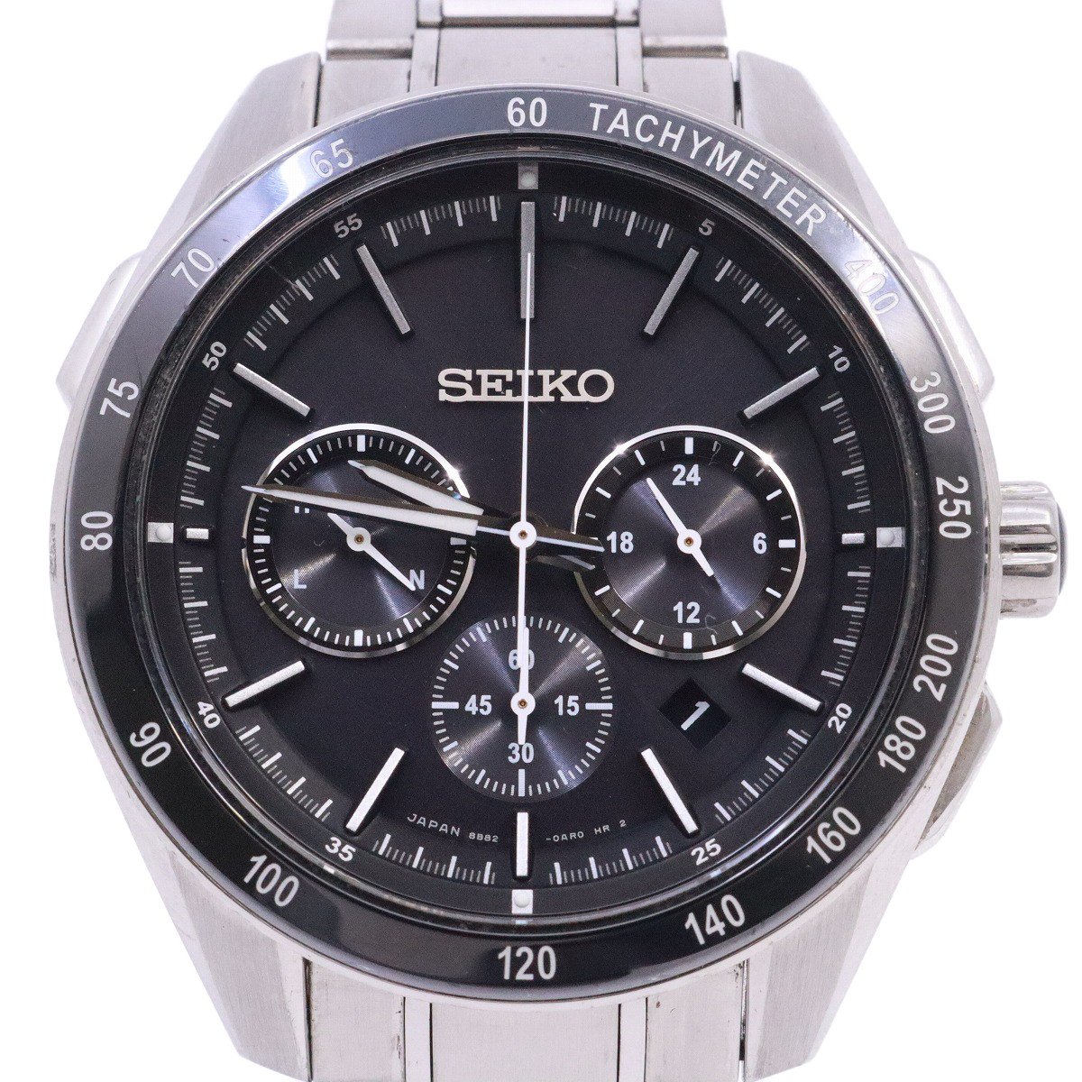 【中古】SEIKO セイコー ブライツ ソーラー電波 クロノグラフ メンズ 腕時計 黒文字盤 純正SSベルト SAGA171 / 8B82-0AP0【いおき質店】