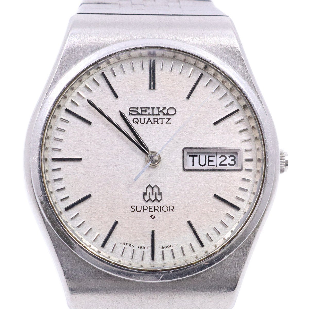 【中古】SEIKO セイコー スーペリア ツインクォーツ 1978年製 メンズ 腕時計 デイデイト シルバー文字盤 純正SSベルト 9983-8000【いおき質店】