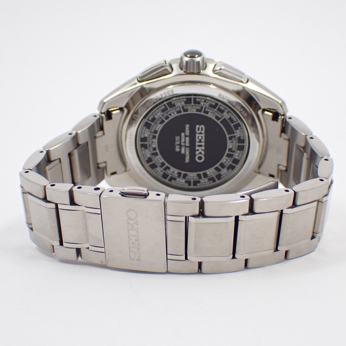 【中古】SEIKO セイコー ブライツ ワールドタイム ソーラー電波 メンズ 黒文字盤 純正SSベルト SAGA167 / 8B54-0BC0【いおき質店】