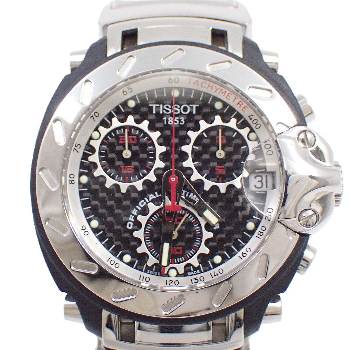 【中古】TISSOT ティソ モトGP クロノグラフ クォーツ メンズ 腕時計 カーボン文字盤 純正ベルト【いおき質店】