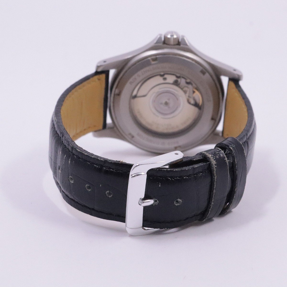 【中古】ハミルトン カーキ キング 自動巻き メンズ 腕時計 王冠マーク入り青文字盤 裏スケ 社外ベルト 9823【いおき質店】