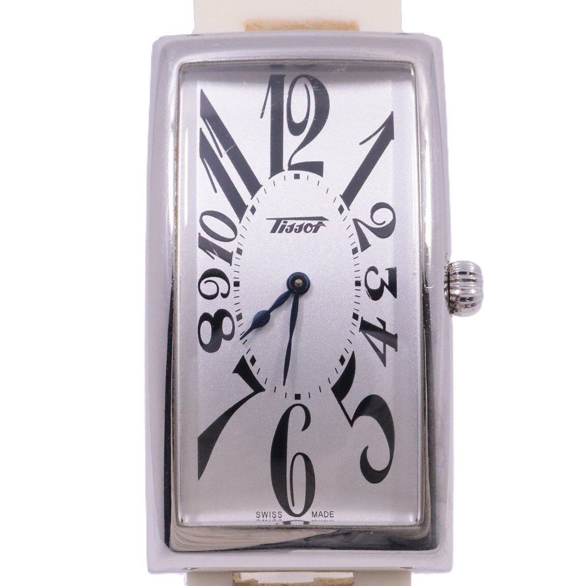 【中古】TISSOT ティソ バナナウォッチ クォーツ メンズ 腕時計 シルバー文字盤 社外ベルト・純正バックル T117509A【いおき質店】