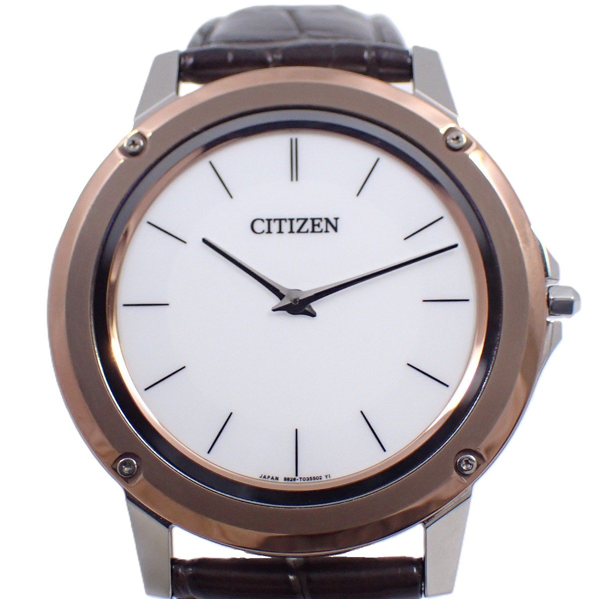 SWATCH - 【中古】【メーカーOH済み・美品】シチズン エコドライブワン 薄型ケース メンズ 腕時計 ピンクゴールド色 白文字盤 AR5026-05A【いおき質店】