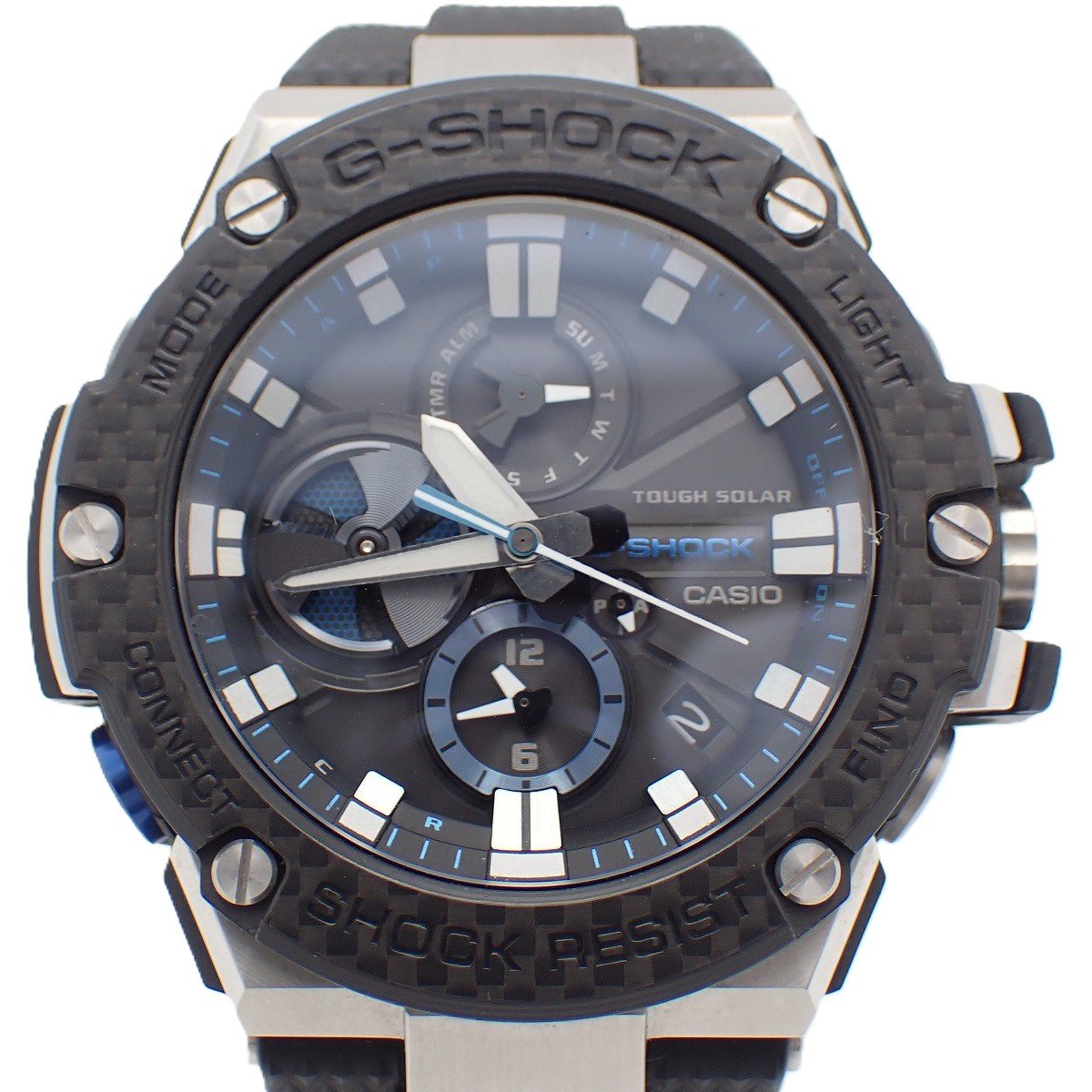 【中古】カシオ G-SHOCK Gスチール カーボンベゼル Bluetooth スマートフォンリンク タフソーラー メンズ 腕時計 GST-B100XA-1AJF【いおき質店】