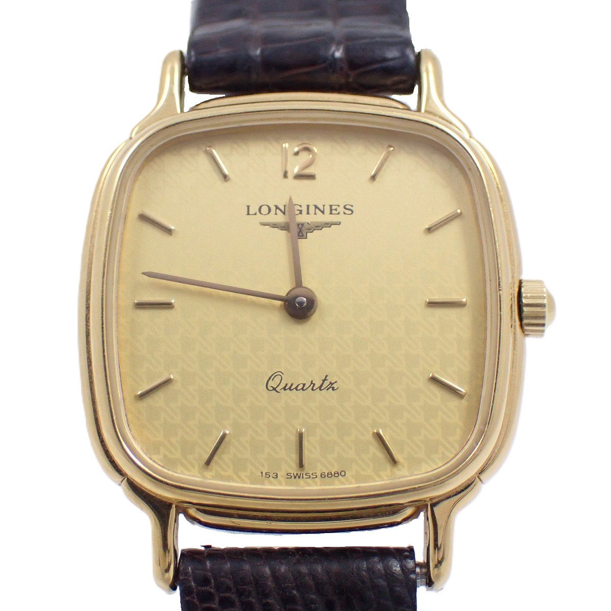 【中古】ロンジン スクエア型 クォーツ レディース 腕時計 ゴールドGP 純正革ベルト Cal.L153.2【いおき質店】