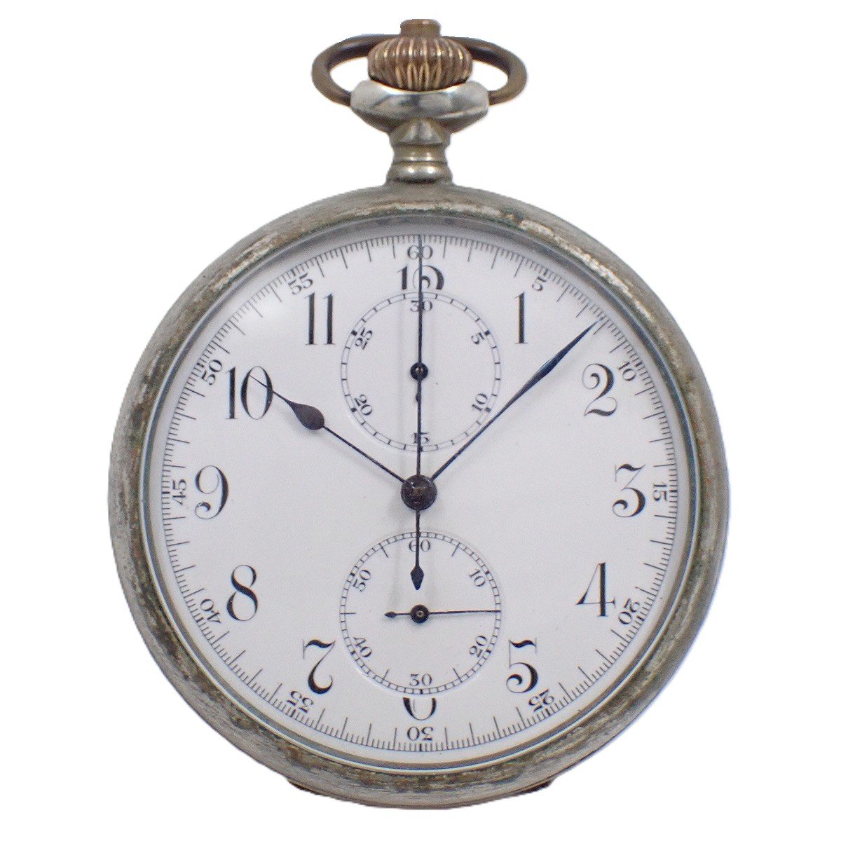 【中古】【訳あり品】ロンジン 懐中時計 手巻き ワンプッシュクロノグラフ 白文字盤 社外ケース【いおき質店】