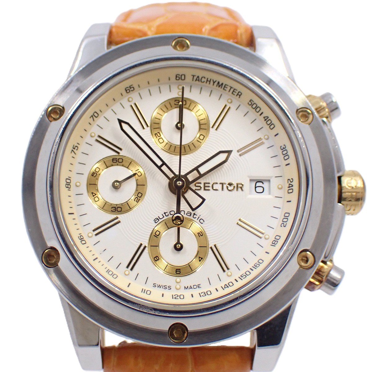 【中古】SECTOR セクター 850 クロノグラフ 自動巻き メンズ 腕時計 コンビ 社外ベルト・純正バックル ..