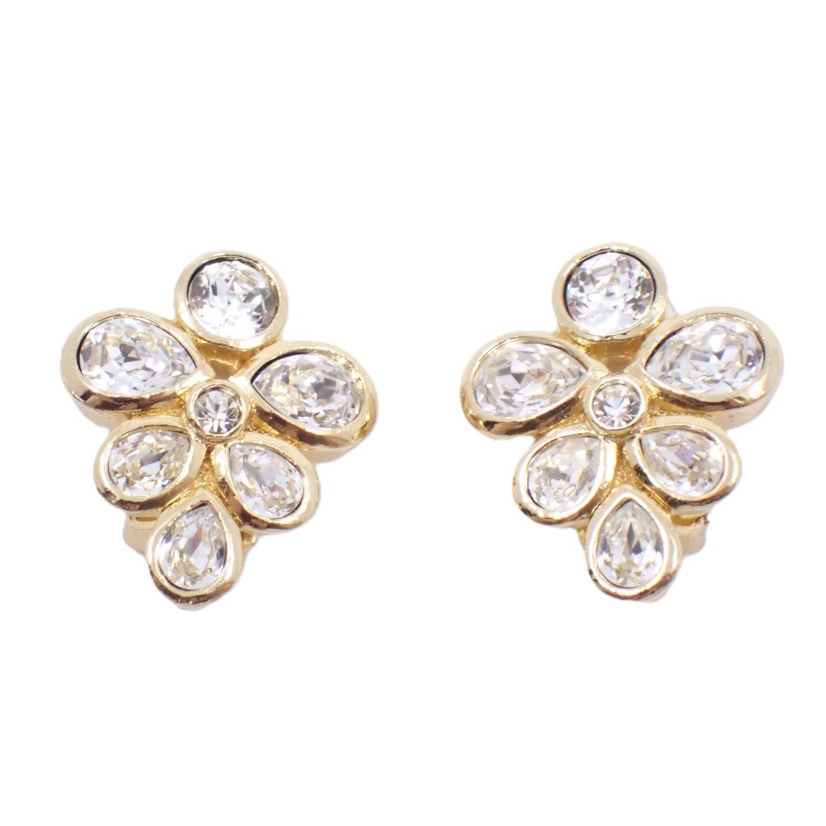 【中古】Christian Dior クリスチャンディオール イヤリング ゴールド色金具/ラインストーン【いおき質店】
